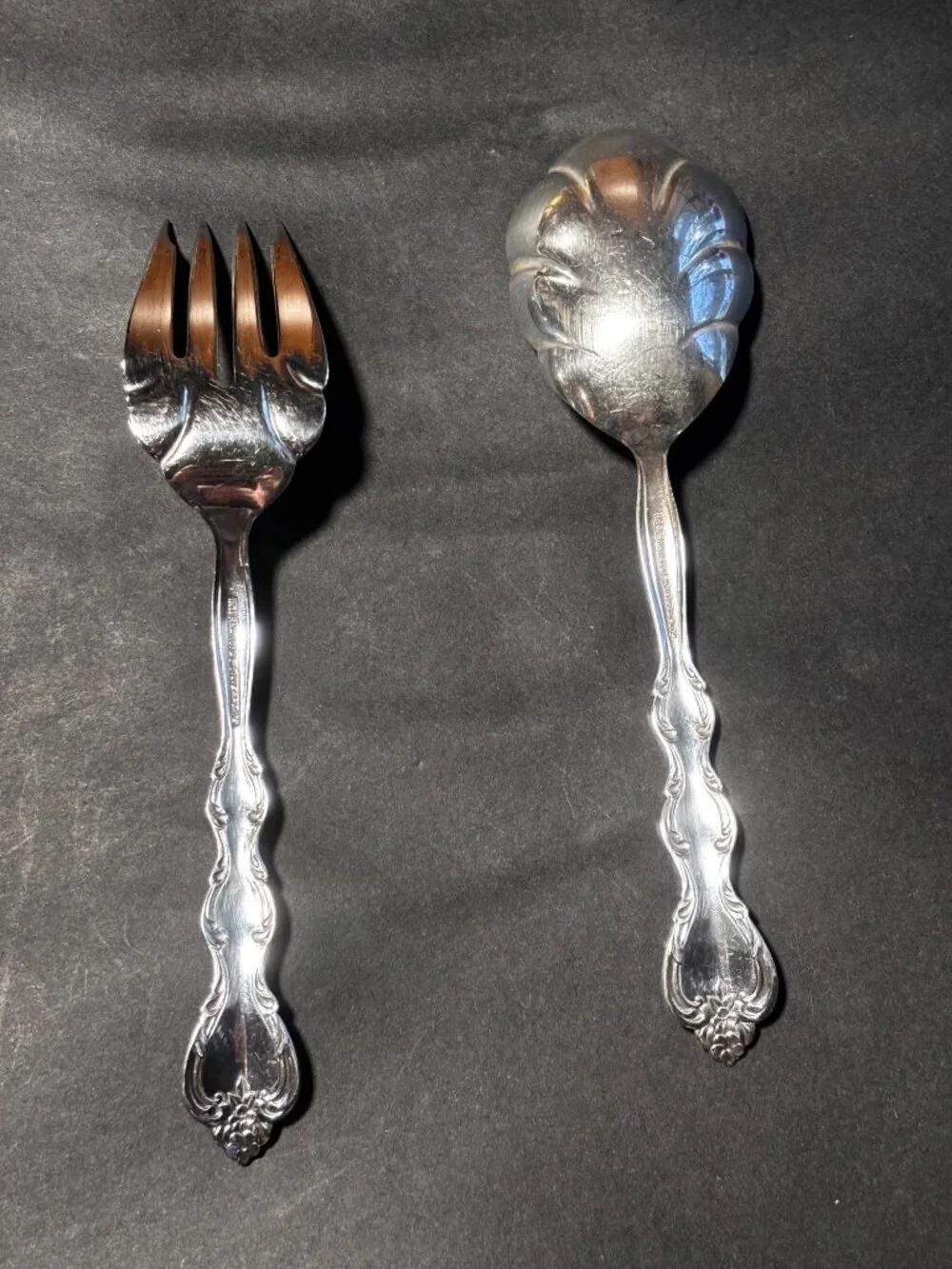 International Silverplate Interlude Pattern Serving Fork & Spoon Set Vintage 70s